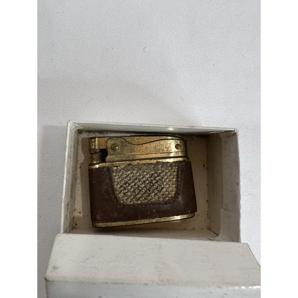 Buxton Butane Lighter Leather Wrapped Brass Retro Tobacciana Vintage